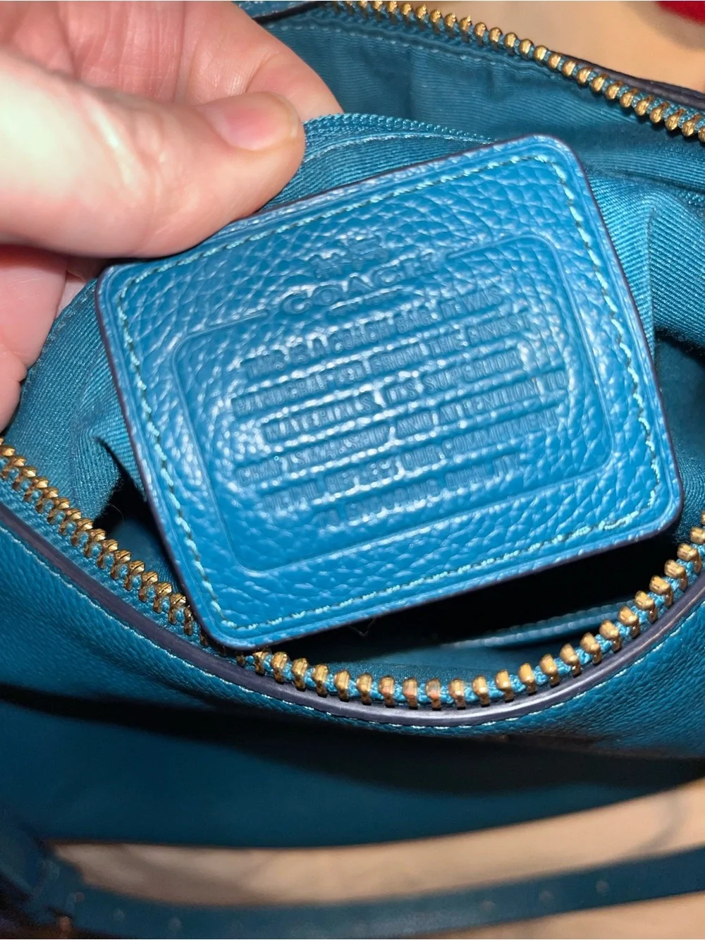 Coach Teal Pebble Leather Hobo with Gold Hardware